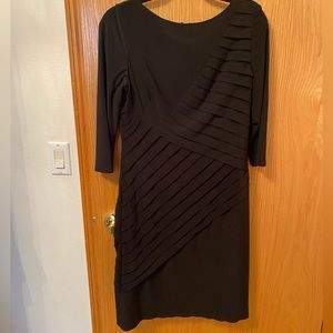 Adrianna papell size 10 black ruched long sleeve dress